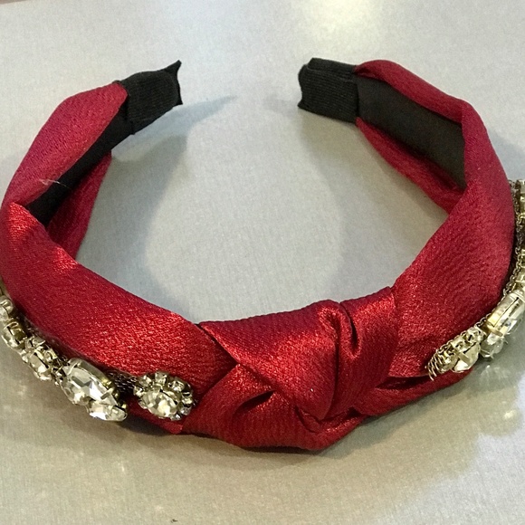 NWT Red Rhinestone Jeweled Knot Head Band - Picture 1 of 3
